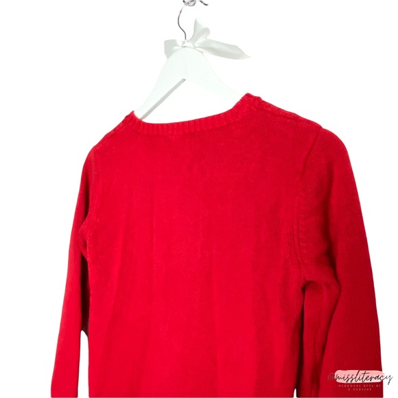 Monoprix Red Braided Cable Knit Longsleeve Sweater [Women’s XS] [Girls’ 12] EUC - Picture 7 of 9